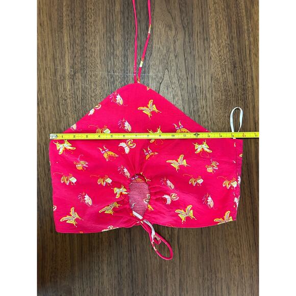 Something New halter neck cropped top in pink butterfly print. Size S. NWOT - Picture 7 of 9